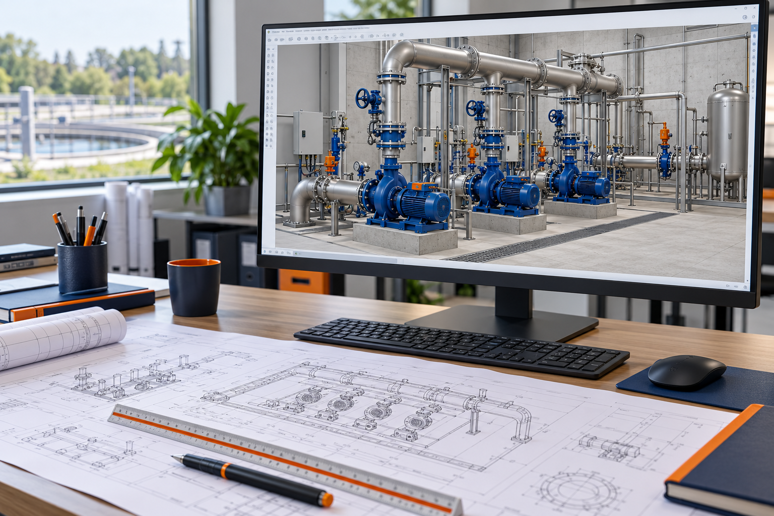 Illustrative process mechanical drafting workstation