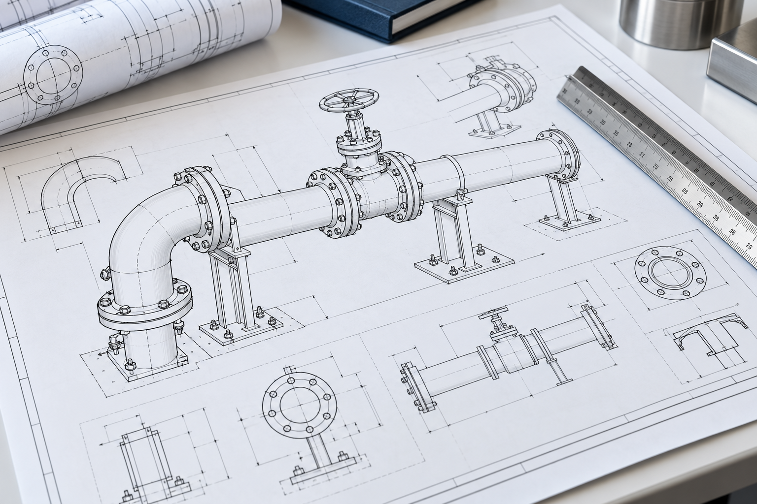 Illustrative process piping detail drawing