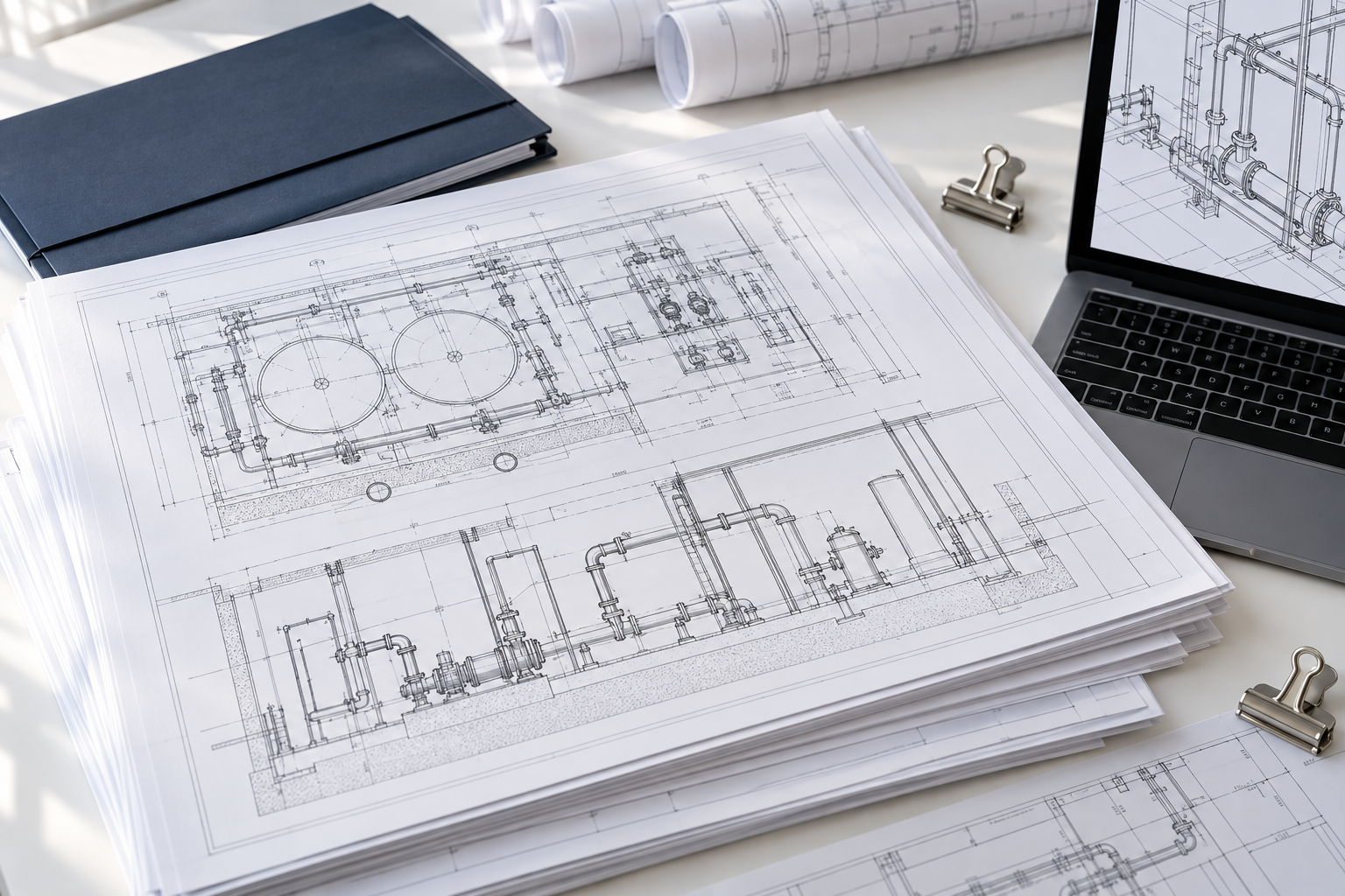 Illustrative record drawing package and digital piping documentation